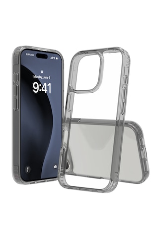 Apple Uyumlu iPhone Buff 16 Pro Air Hybrid Şeffaf Kılıf Smoke Black