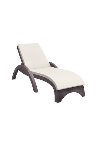 Omnipazar Trk-860 Siesta Fiji Bej Minderli Rattan Desenli Ayarlanabilir Lüks Şezlong Kahverengi Kahverengi