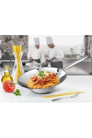 Lines 28 Cm Chef Çelik Wok Tava Metal kulp