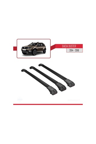 Dacia Duster 2014-2018 Arası İle Uyumlu Ace-1 Ara Atkı Tavan Barı Siyah 3 Adet Bar