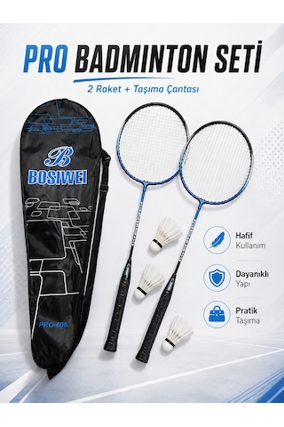 Ckspor Pro-606 Badminton Seti 2 Raket 3 Top Taşıma Çantalı Badminton Raketi Ve Top Seti