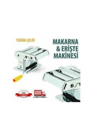 Tuğra Çelik No 180 3 Amaçlı Erişte Kesme Makarna Yufka Makinesi Gümüş