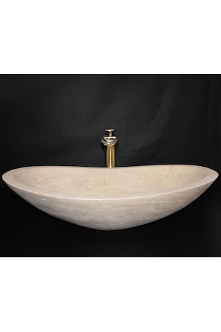 Traverten Elips Kayık Lavabo