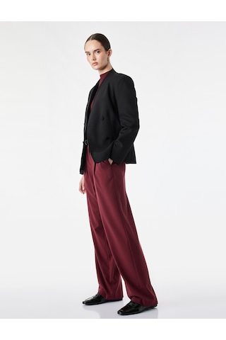 Koton Kemerli Yan Cepli Bol Kesim Geniş Paça Kumaş Pantolon Bordo 7wak40021pw
