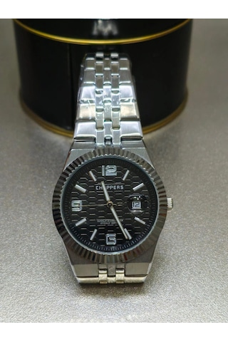 Analog Quartz Makina Metal Erkek Kol Saati Siyah Kadran Altın - Gümüş