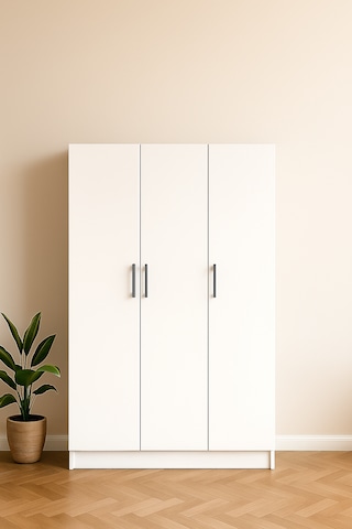 3 Kapaklı Elbise Dolabı 180 118 50 Cm Beyaz