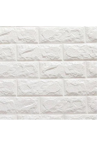 Yapışkanlı Sünger Beyaz Tuğla Duvar Kağıdı Paneli 70X77 Cm 6 Adet