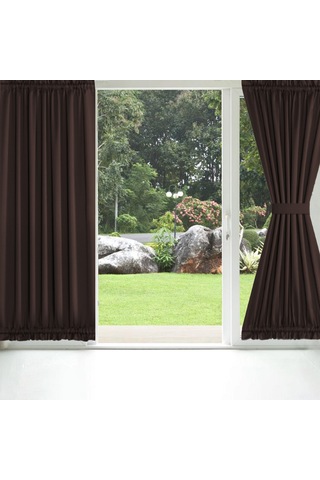 Vkemall 2 Adet Kahverengi Gölgeli Perde Seti - 63x182cm, Üç Katlı Örgü, Isı Ve Gürültü Yalıtımı, Makine Yıkama Uygun, Ayna Kordonlu Kahverengi