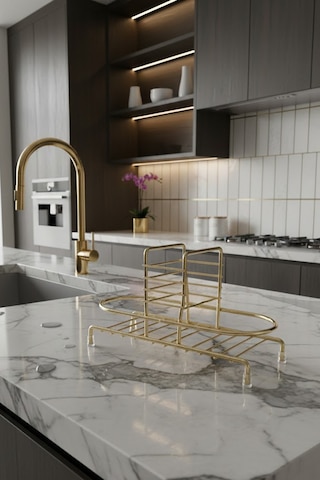 Makri Home Siyah Sıvı Sabunluk Standı Tezgah Üstü Banyo Mutfak Düzenleyici, Altın Rengi Oval Organizer