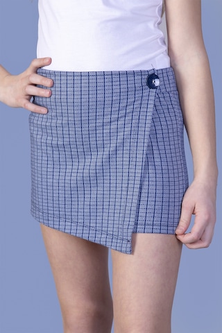 Toontoy Kız Çocuk Kare Desenli Etek Görünümlü Şort Lacivert