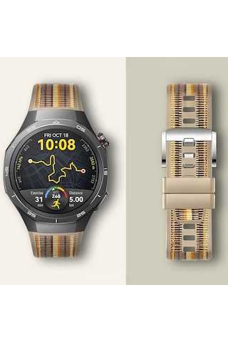 Huawei Watch Gt5 Pro 46mm İle Uyumlu Örgü Desen Metal Tokalı Silikon Akıllı Saat Kordonu