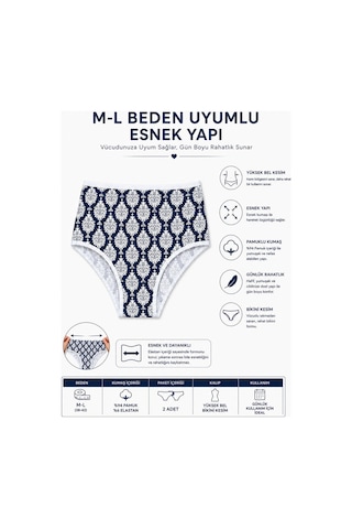 2Li Kadın Damalı Slip Arka Düz Yüksek Bel Ince Lastik Ekonomik-M-L-Karışık Çok Renkli
