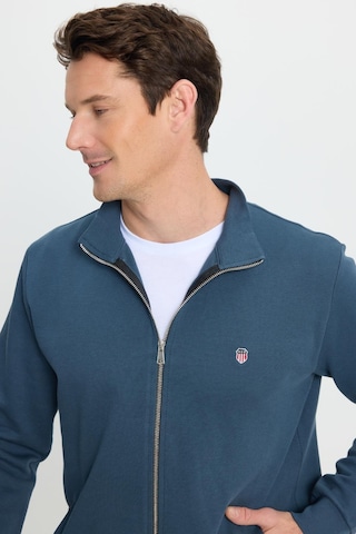 Tudors Erkek Slim Fit Dar Kesim Pamuklu Tam Fermuarlı Çift Cepli Dik Yaka Petrol Sweatshirt Hırka-41894 Petrol