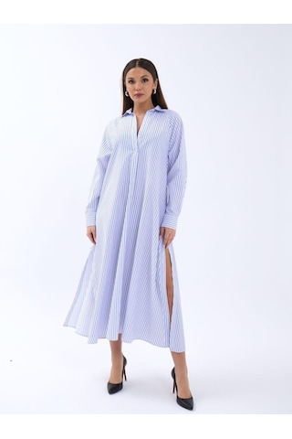 The İstanbul 5857 Elbise-washington Çizgili Altın