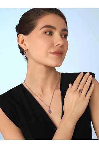 Serebranyj Dom 925 Ayar Gümüş Doğal Ametist Taşlı Yüzük 291905054 Altın