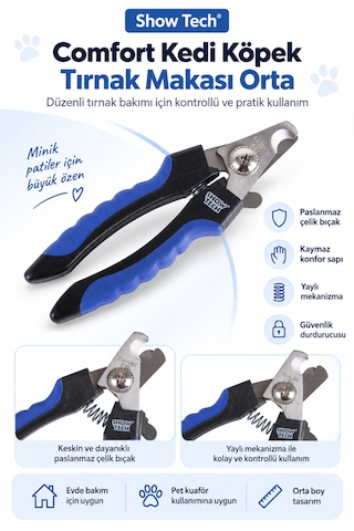 Showtech Comfort Kedi Köpek Tırnak Makası Orta Boy - Kediler Ve Küçük Ve Orta Irk Köpekler İçin