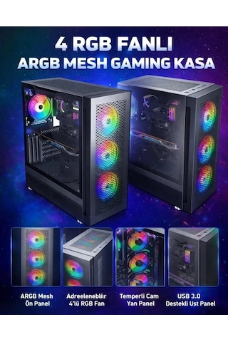 J-tech Ryon i5-9400F 32 GB 512 GB SSD 8 GB RX580 24" Free Dos Curved Masaüstü Bilgisayar