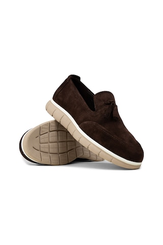 Deery Erkek Kahverengi Hakiki Süet Püsküllü Loafer - 02048mkhve02