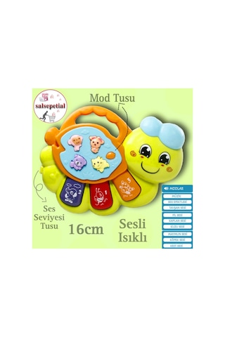 Işıklı Ve Müzikli Tırtıl Bebek Piyanosu Müzikli Eğitici Oyuncak 16cm