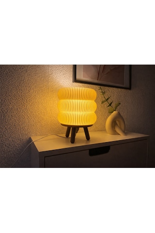 Modern Dekoratif Masa Lambası Şık Gece Lambası Sert Plastik Tasarım Led Uyumlu Minimal Tasarım Beyaz