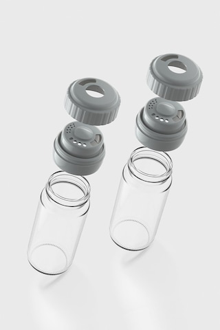 Renga Hibrit 244 Ml Gri Kapaklı 2'li Cam Baharatlık Seti 161005 Gri