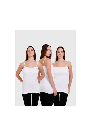 Clara Butik 3'lü Basic Ip Askı Atlet Beyaz