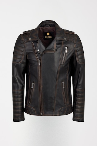 Derije Modric Hakiki Deri Erkek Vintage Eskitme Biker Motorcu Tarzı Mont