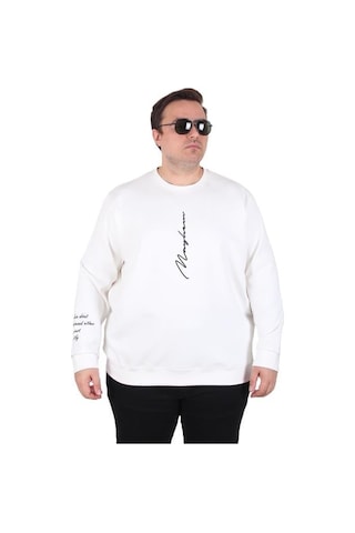 Starbattal Büyük Beden Bisiklet Yaka Sweat Double Face 25707 Ekru Ekru