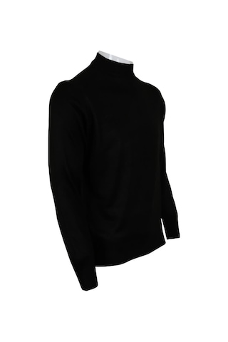 Erkek Siyah Kazak Yarım Balıkçı Yünlü Klasik Normal Kesim Rar0079