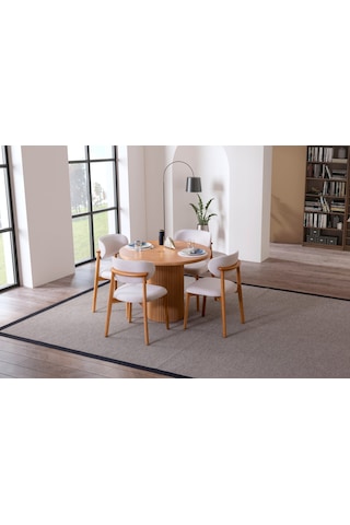 Luxor İskandinav Natural Ahşap Masa Sandalye Takımı 100x100 Natural