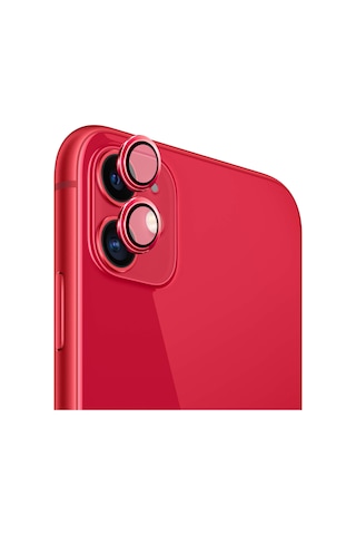 Safeus Safir Temperli Kamera Lens Koruyucu, Apple Uyumlu iPhone 11 İle Kırmızı