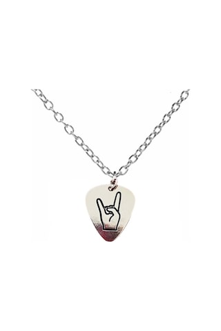 Guns N' Roses Pena Kolye Çift Taraflı Rock El İşaretli Unisex Metal Kolye 60 Cm Zincir Çok renkli