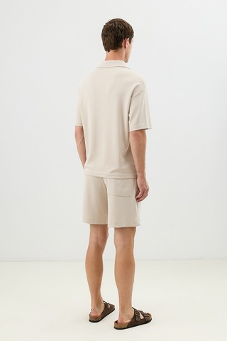 Antioch Polo Yaka Basic T-shirt Taş