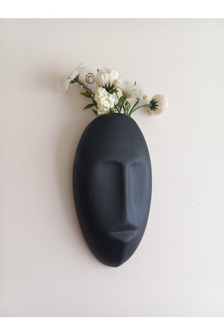 Dekoratif Mask Duvar Vazosu, Duvar Dekoru ,heykel Duvar Süsü,siyah