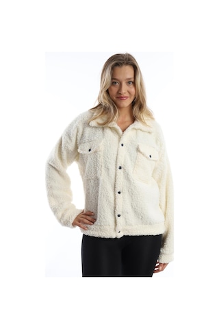 Kadın Çıt Çıt Kapamalı Kıvırcık Peluş Ceket Ekru