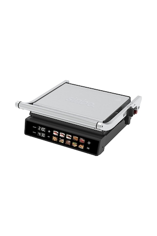 Sinbo SSM-2597 2000 W 10 Ön Ayarlı Dijital Ekranlı Sıcaklık Ve Zaman Göstergeli Döküm Plakalı Izgara Ve Tost Makinesi