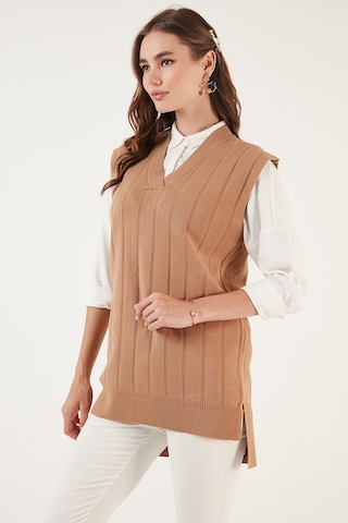 Lela V Yaka Uzun Triko Bayan Süveter 4616088 Camel