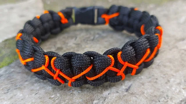Siyah & Turuncu Çapraz Paracord Bileklik Turuncu - Siyah