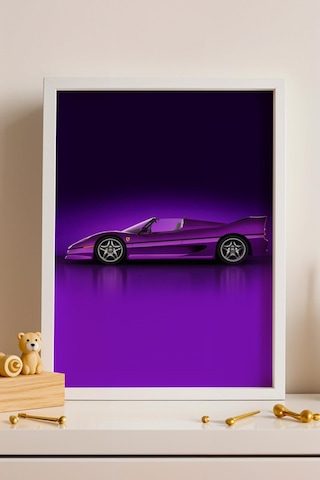 Saturn Ferrari F50 Araba Çerçeveli Tablo Erkek Odası Ve Garaj Dekoru Classic Car Collection