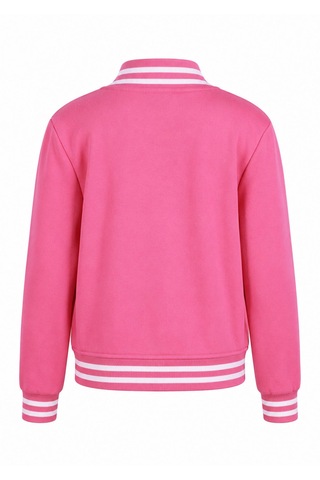 Trender Düğmeli A Baskı 3 İp Kolej Pembe Erkek Çocuk Sweatshirt 8088