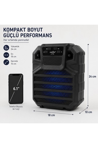 Gts-1397 Bluetooth Hoparlör Taşınabilir Kablosuz Led Işıklı Fm Radyo Usb Micro Sd Destekli