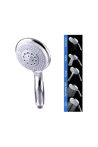 Yapıtaşı Elips Banyo Duş Başlığı-Banyo El Duşu 5Fonksiyonlu Krom