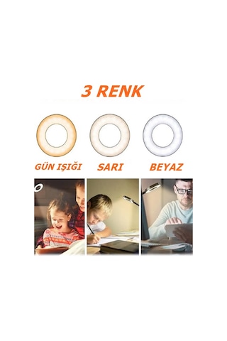 Kıskaçlı 3 Renk Masa Lambası Işık Şiddeti Rengi Ayarlanabilir Usb