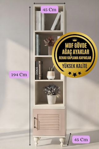 Masal Komodin Ve Kitaplık Set Rose Renk Mdf Gürgen Ağacı Ayaklı Diğer