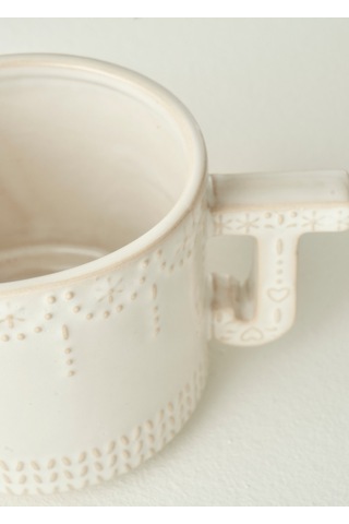 Bella Maison Joy Stoneware Yılbaşı 3'lü Kupa Seti Krem 390 Cc Krem