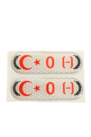 Kan Grubu Sticker Damla Etiketi /reçine Damla Dolgulu /0 Negatif 0 Rh- 7x2 Cm 2 Adet Çok Renkli