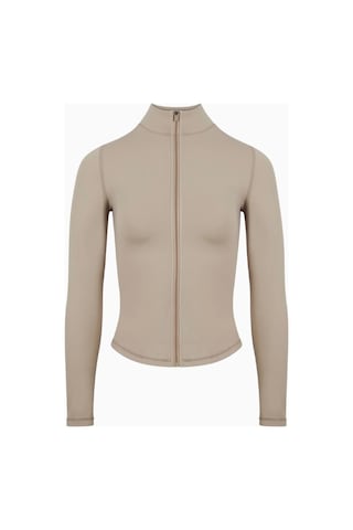 Because Of Alice Base Sculpting Zip Up Jacket Şekillendirici Fermuarlı Kadın Ceket Bej