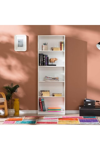 Adoremobilya Max 5 Raflı Kitaplık - Beyaz