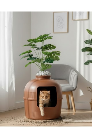 Reyo Dekorapet Dekoratif Kedi Tuvaleti Kahverengi