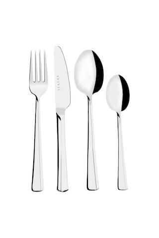 Serenk Paris Çelik Çatal Kaşık Bıçak Takımı 24 Parça Gümüş